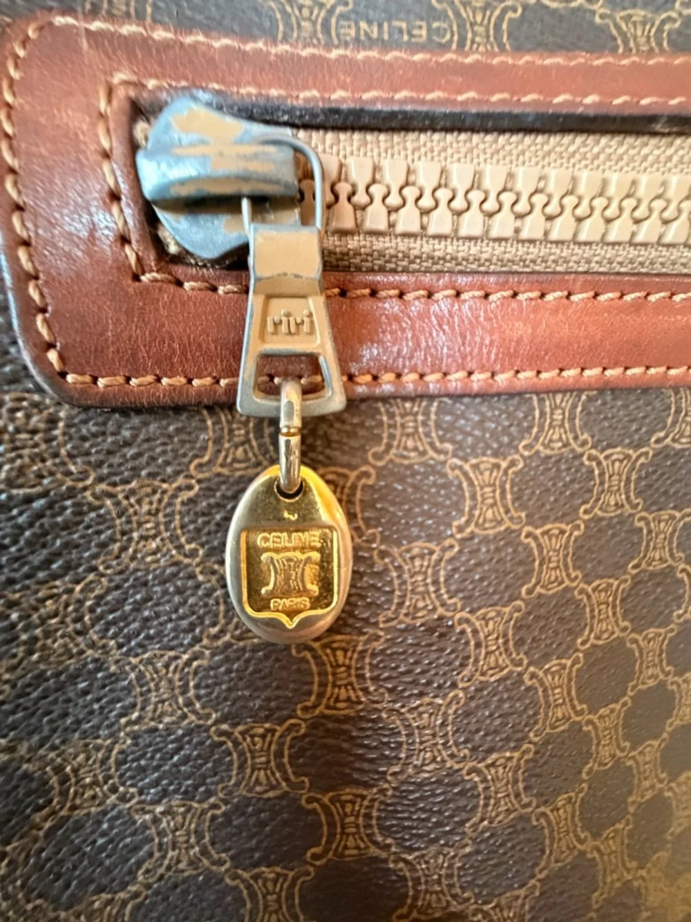 Celine Macadam Vintage Foldover Clutch Leather Trim & Interior Coated Canvas EUC - Picture 7 of 12